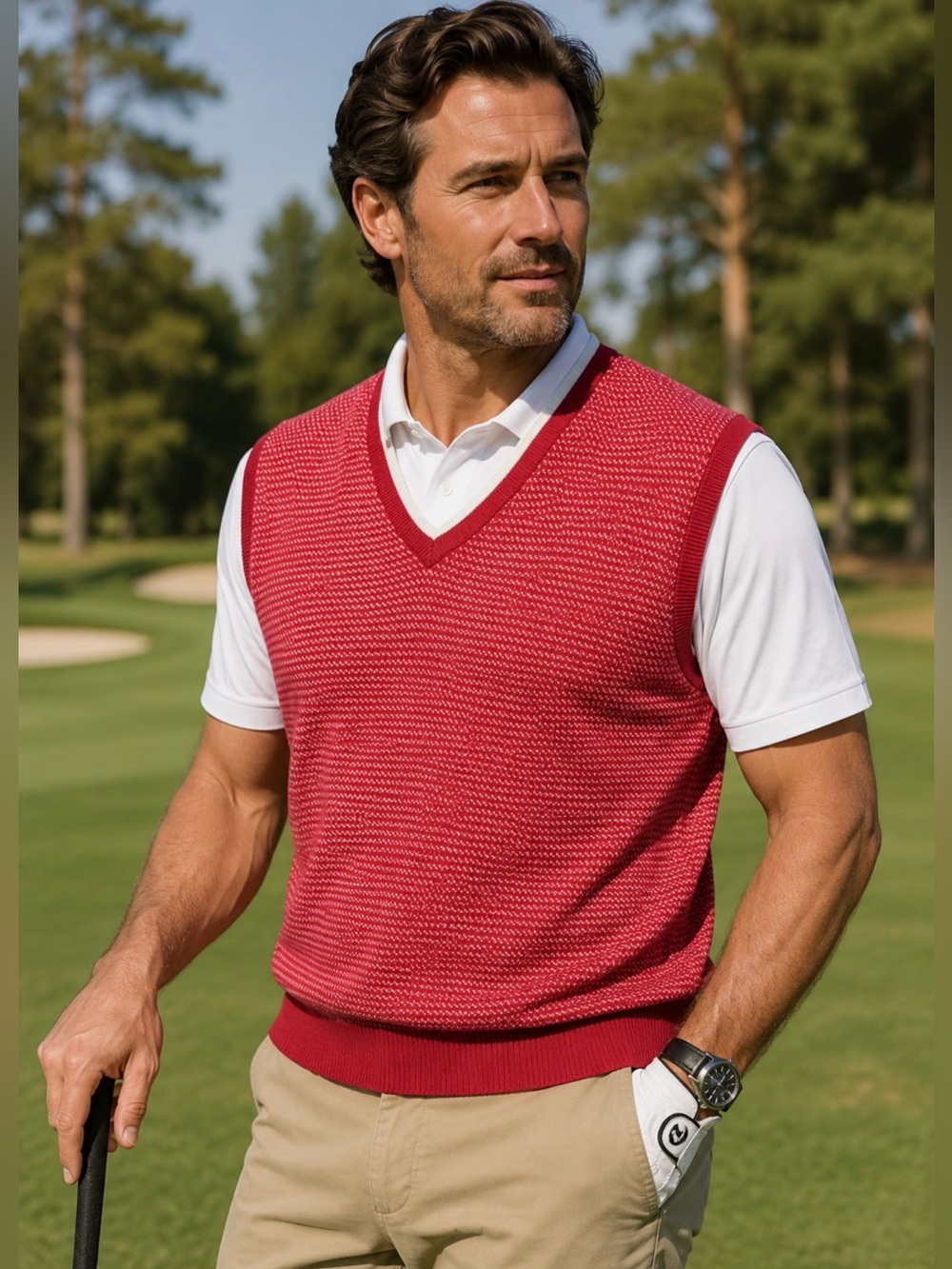 Brooks Brothers Mens XL Red Supima Cotton V Neck Sweater Vest